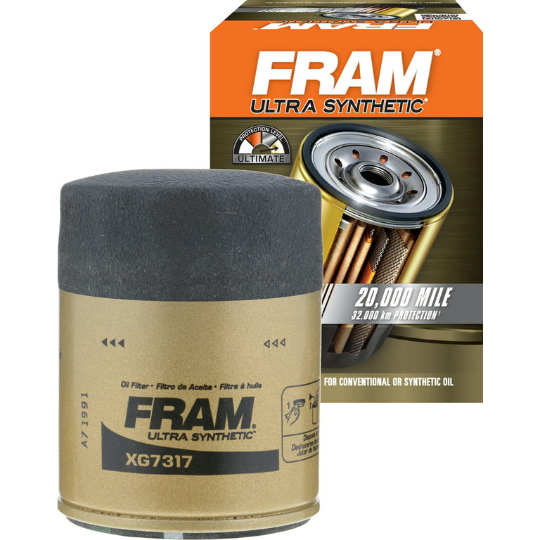 FRAM Ultra Synthetic Automotive Replacement Oil Filter,  Designed for Synthetic Oil Changes Lasting up to 20k Miles, XG7317 with  SureGrip (Pack of 1) : Automotive