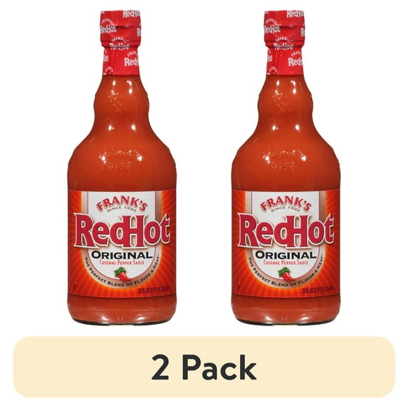 (2 pack) Frank's RedHot Kosher Original Cayenne Pepper Hot Sauce, 23.0 fl oz Bottle
