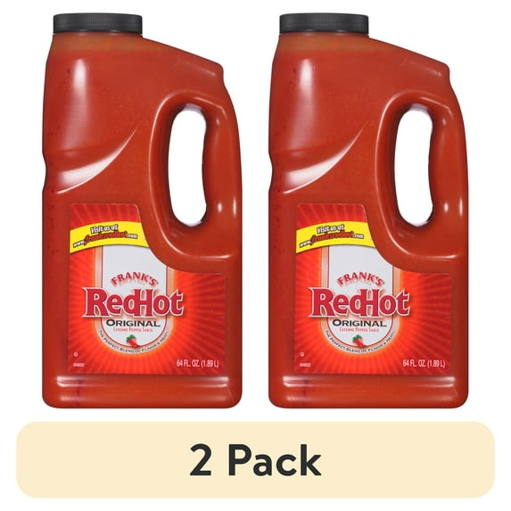(2 pack) Frank's RedHot Kosher Original Cayenne Pepper Hot Sauce, 64.0 fl oz Jug