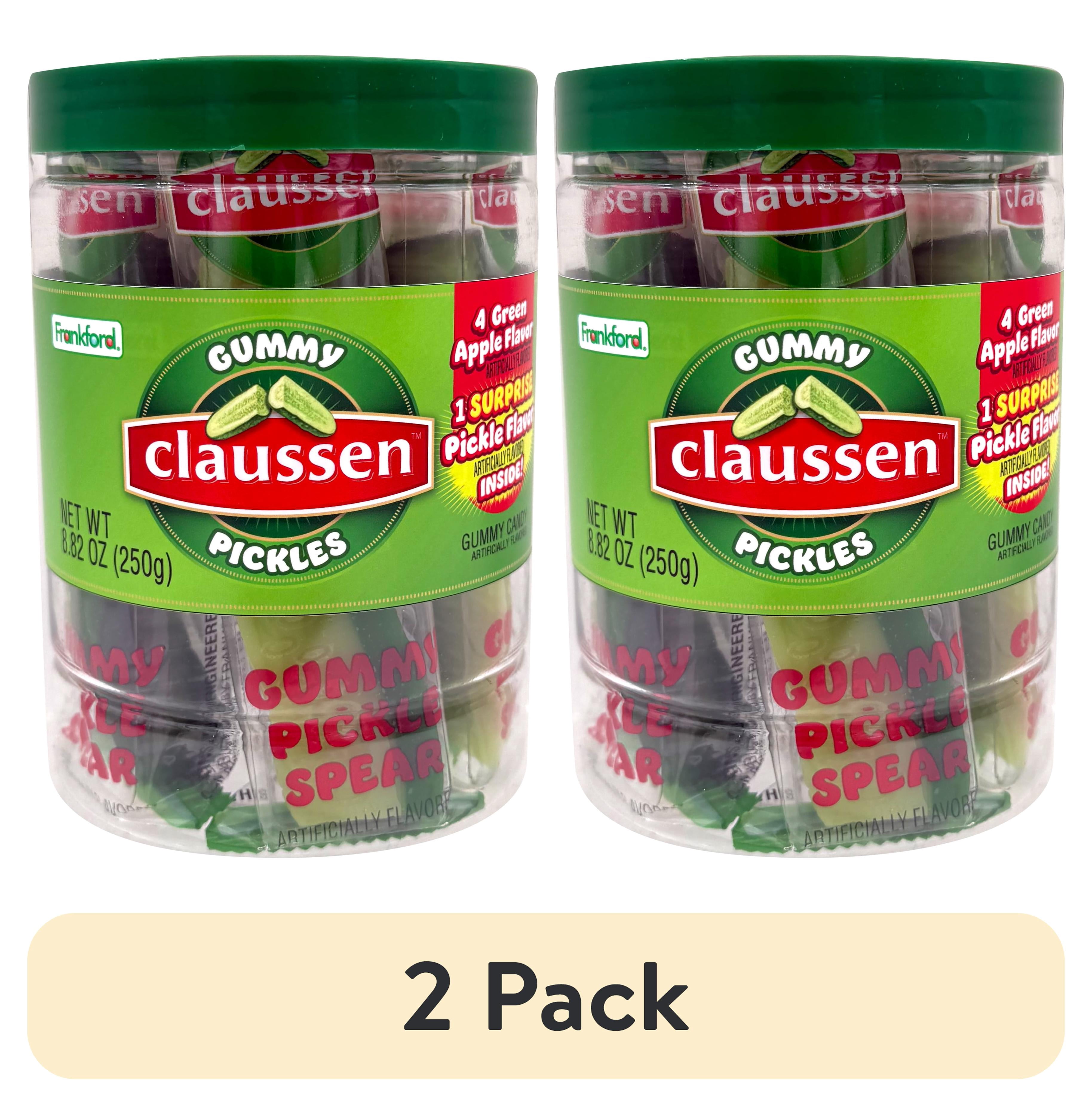 Frankford Claussen Holiday Gummy Candy Pickle Spears Jar, 8.82