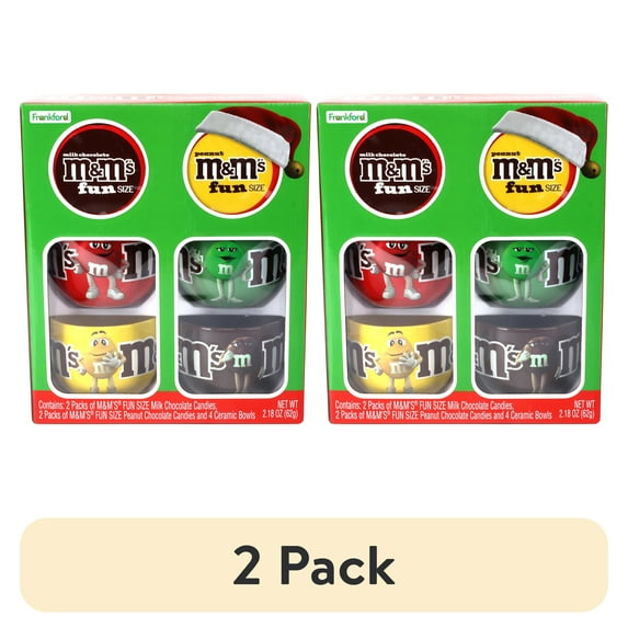 (2 pack) Frankford M&M'S Holiday Ice Cream Bowl Gift Set 4 Pack, 2.18oz