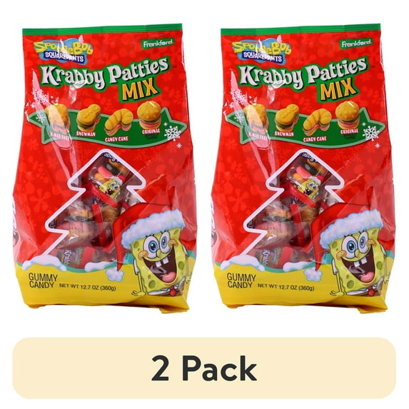 (2 pack) SpongeBob SquarePants Krabby Patties Holiday Gummy Mix Bag by Frankford, 12.7oz