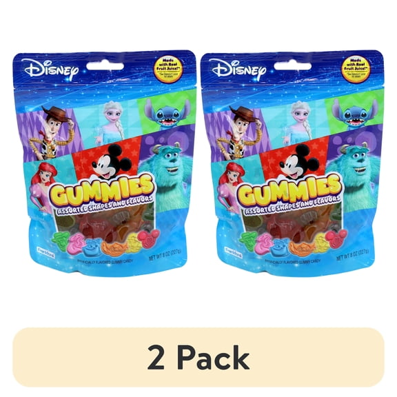 (2 pack) Frankford's Disney Gummies in Assorted Shapes and Fruit Flavors, 8oz