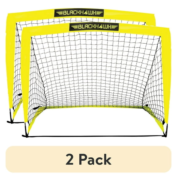 (2 pack) Franklin Sports Blackhawk Soccer Goal - Pop up - Indoor + Outdoor -  Adult + Kids - 4' x 3' - Yellow