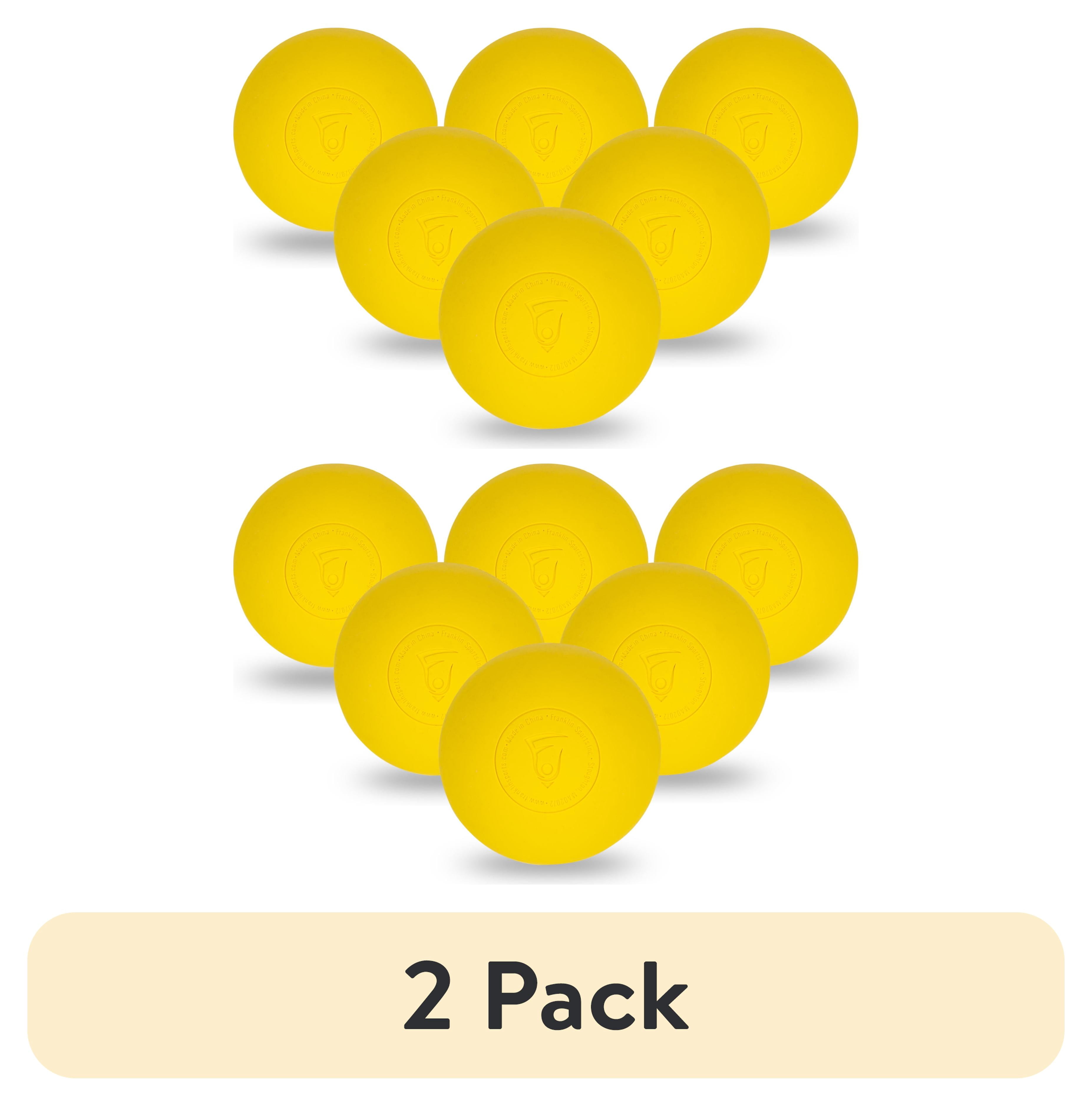 (2 pack) Franklin Sports Lacrosse Balls - Official Size Lax Balls for Practice - Rubber 63mm Outdoor Lacrosse Balls - Great for Muscle Massage Therapy + Yoga - Yellow 6 Pack