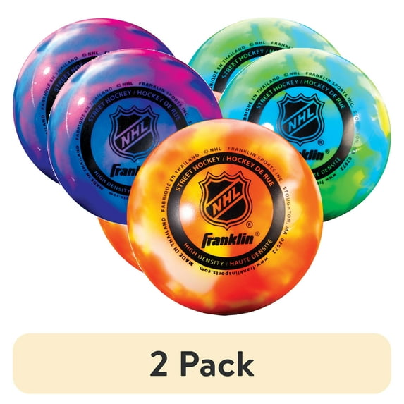 (6 pack) Franklin Sports NHL Street Hockey Balls, Outdoor Use, Low‑Bounce PVC – Multi‑Color, 3‑Pack
