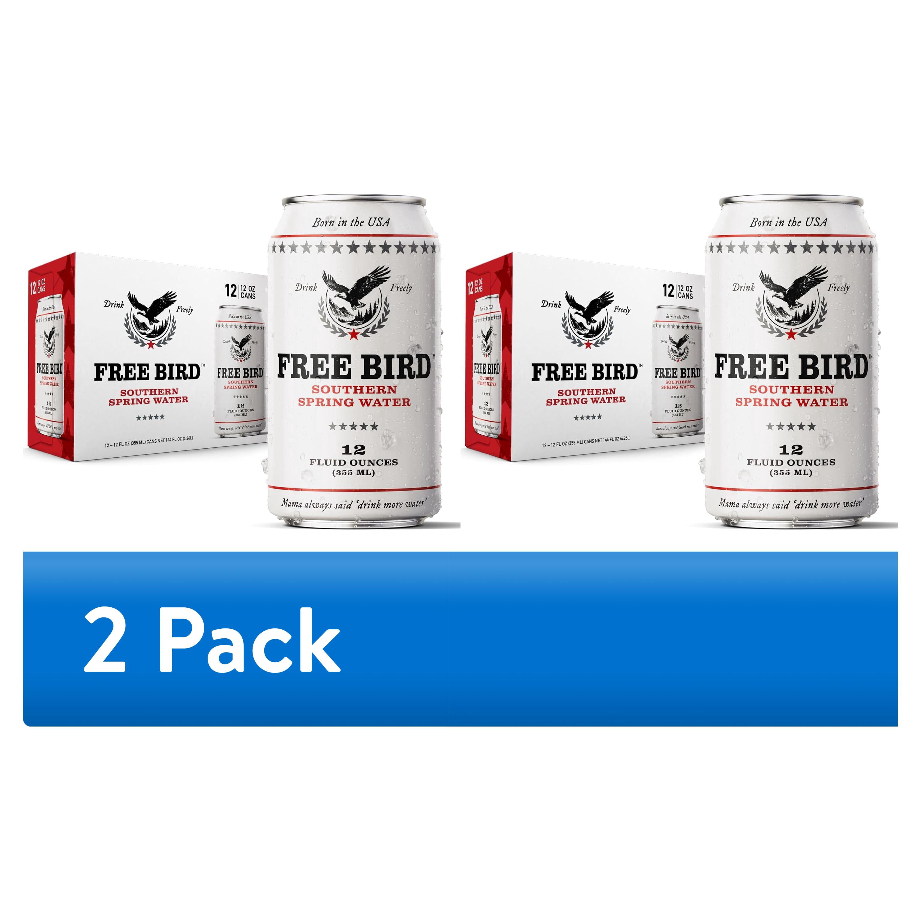 (2 pack) Free Bird Southern Still Spring Water, 12 fl oz, 12 Pack Cans