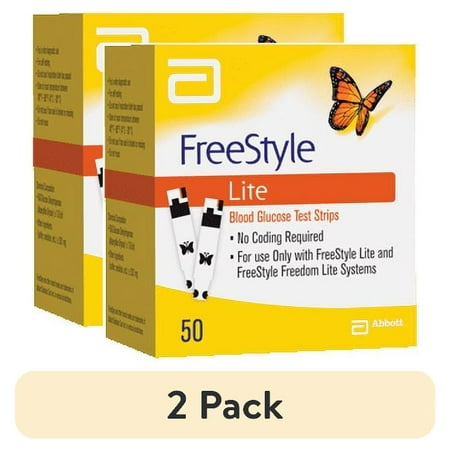 (2 pack) FreeStyle Lite Blood Glucose Test Strips, 50 Ct