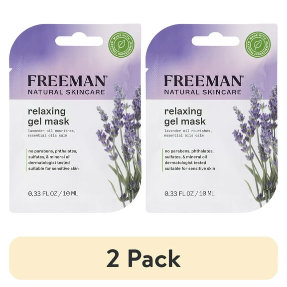 (2 pack) Freeman Natural Skincare Soothing Lavender & Essential Oil Gel Leave on Facial Mask
