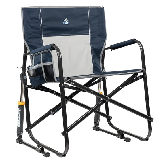 (2 pack) GCI Outdoor Freestyle Rocker XL Oversized Rocking Camping Chair with Cup & Phone Holder, Indigo