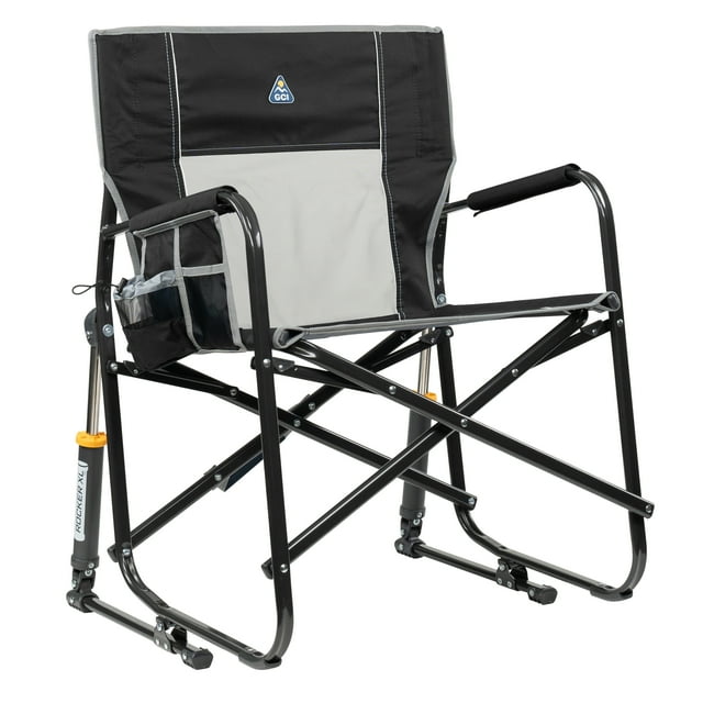 (2 pack) GCI Outdoor Freestyle Rocker XL Oversized Foldable Rocking Chair, Black