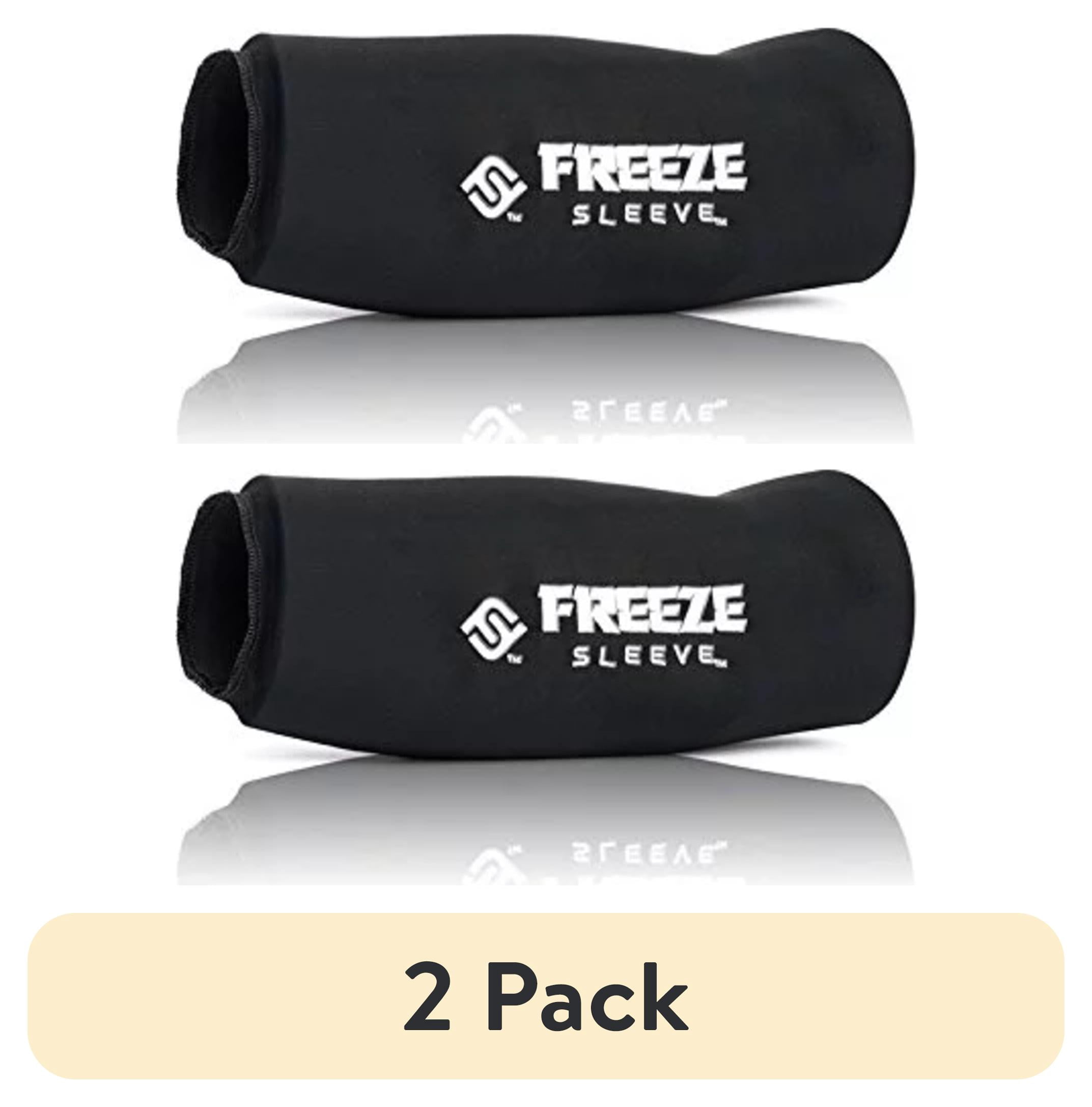 (2 pack) Freeze Sleeve Therapy Compression Sleeve Brace for Knee, Elbow, Ankle, Wrist, Black, Unisex, Large