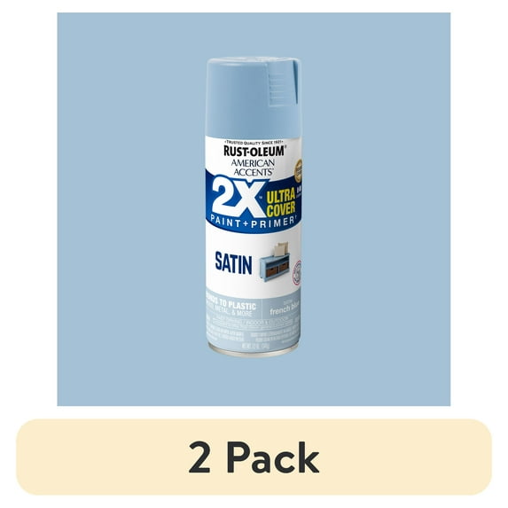 (2 pack) French Blue, Rust-Oleum American Accents 2X Ultra Cover Satin Spray Paint-327925, 12 oz