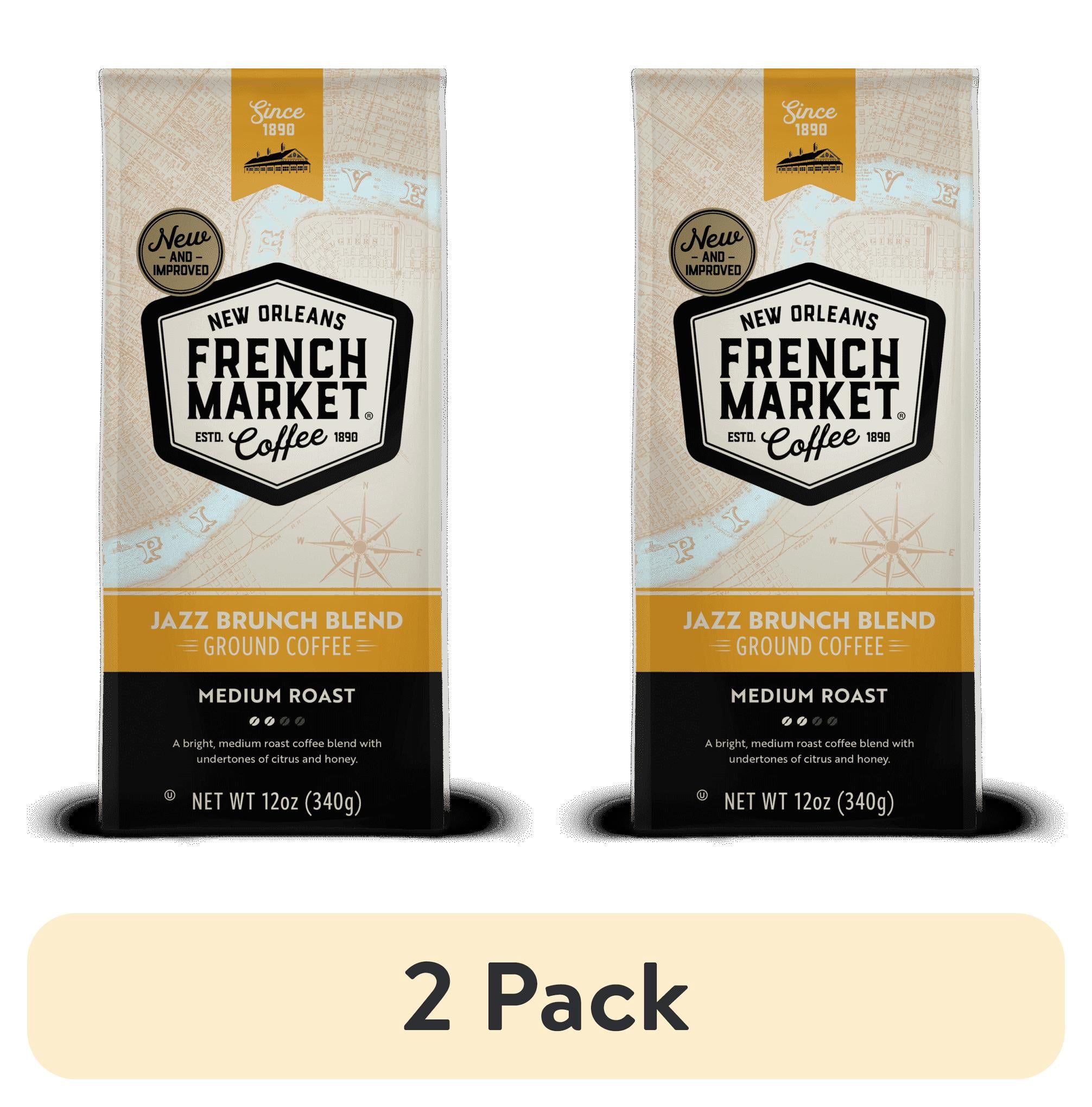 (2 pack) French Market Jazz Brunch Blend Medium Roast Ground Coffee, 12 oz