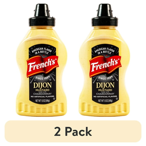 (2 pack) French's No Artificial Flavors Gluten Free Chardonnay Dijon Mustard Squeeze Bottle, 12.0 oz Bottle