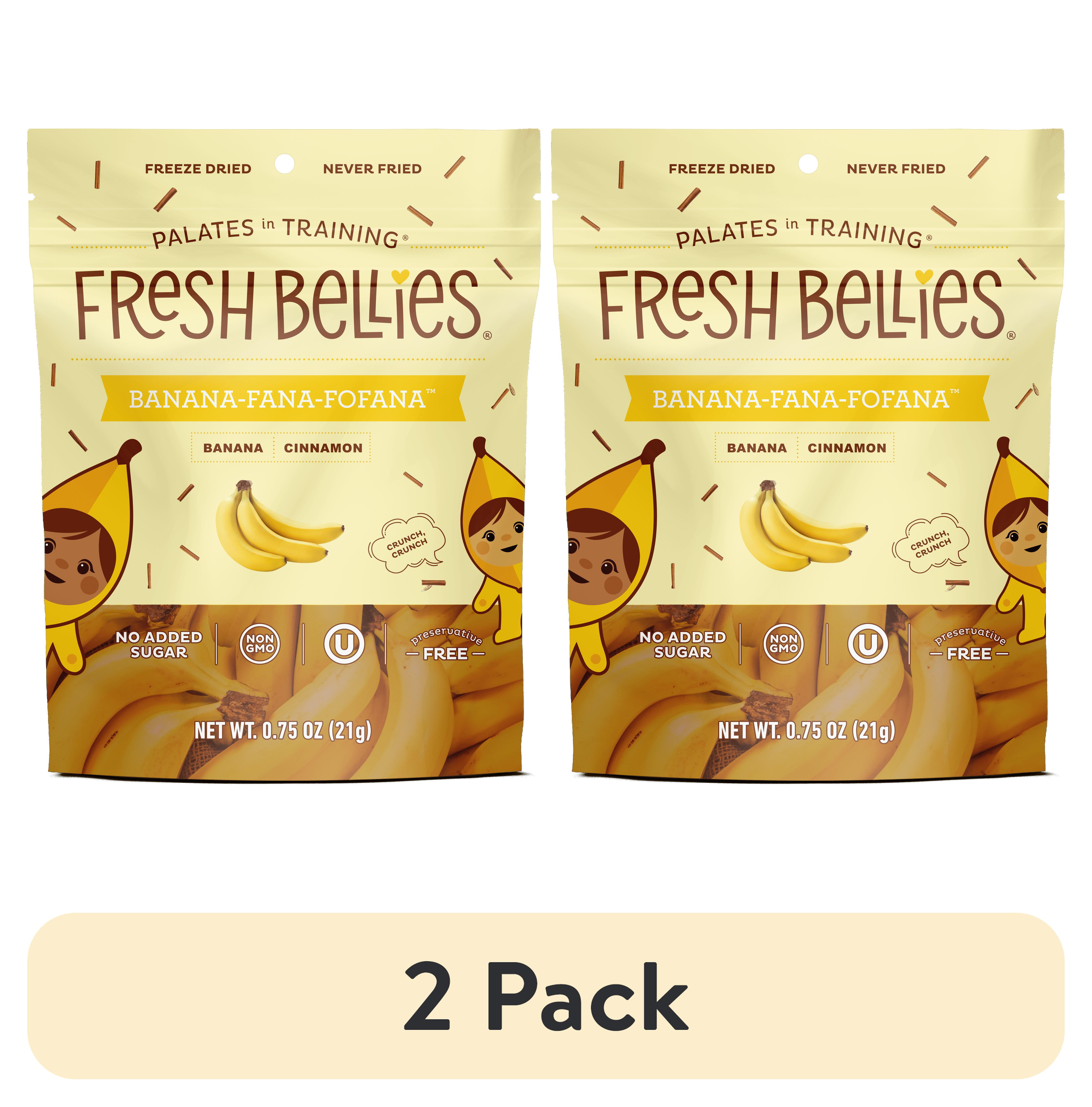 (2 pack) Fresh Bellies Banana-Fana-Fofana Freeze-Dried Toddler Snack, 0.75 oz, Resealable Pouch, 3 Ingredients, Vegan, Gluten-Free