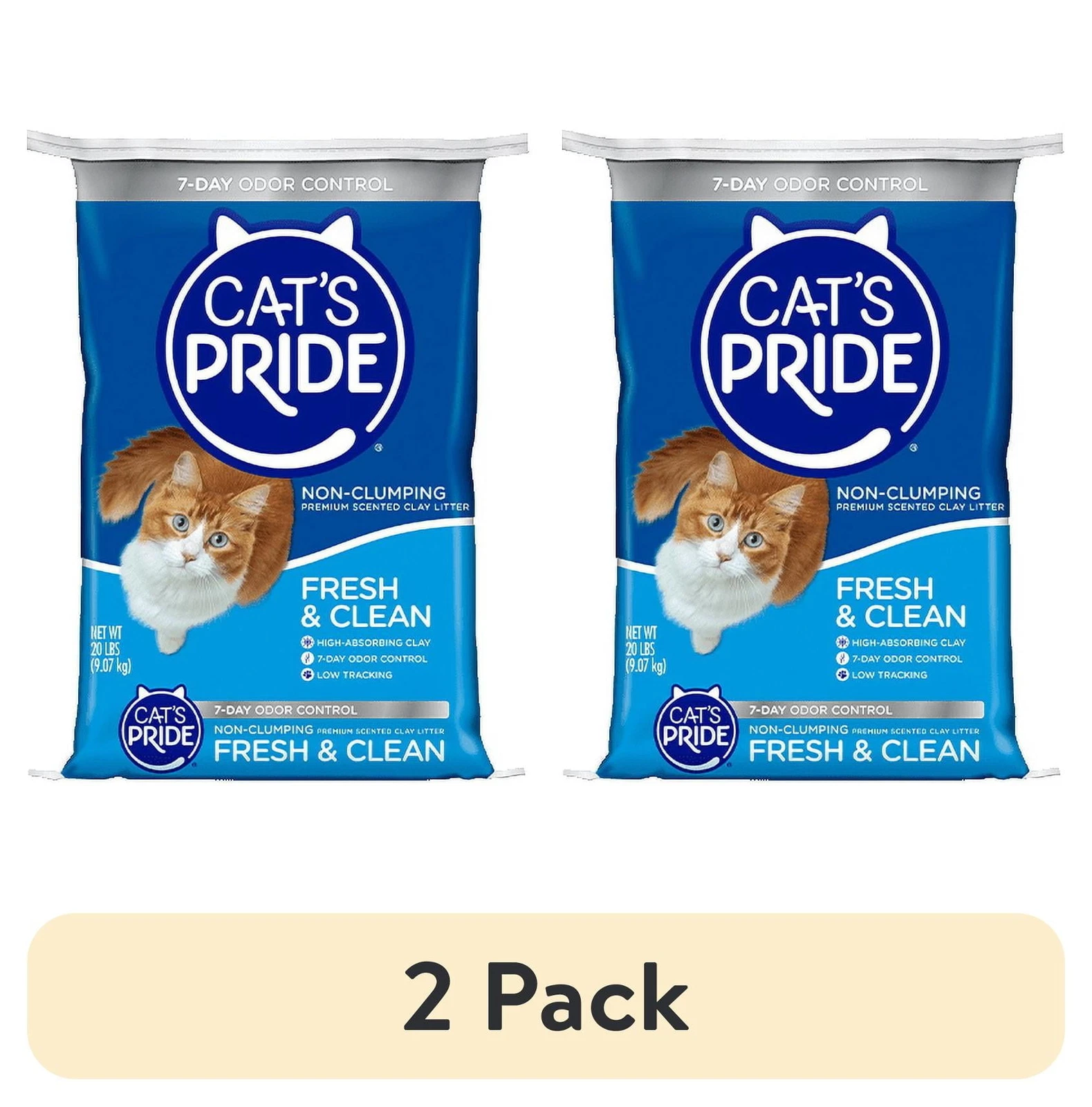 (2 pack) Fresh & Clean Scented Non-Clumping Cat Litter, 20-Pound Bag