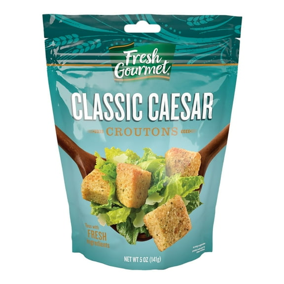 (2 pack) Fresh Gourmet Classic Caesar, Regular Croutons, 5oz Resealable Bag, Ready-To-Eat