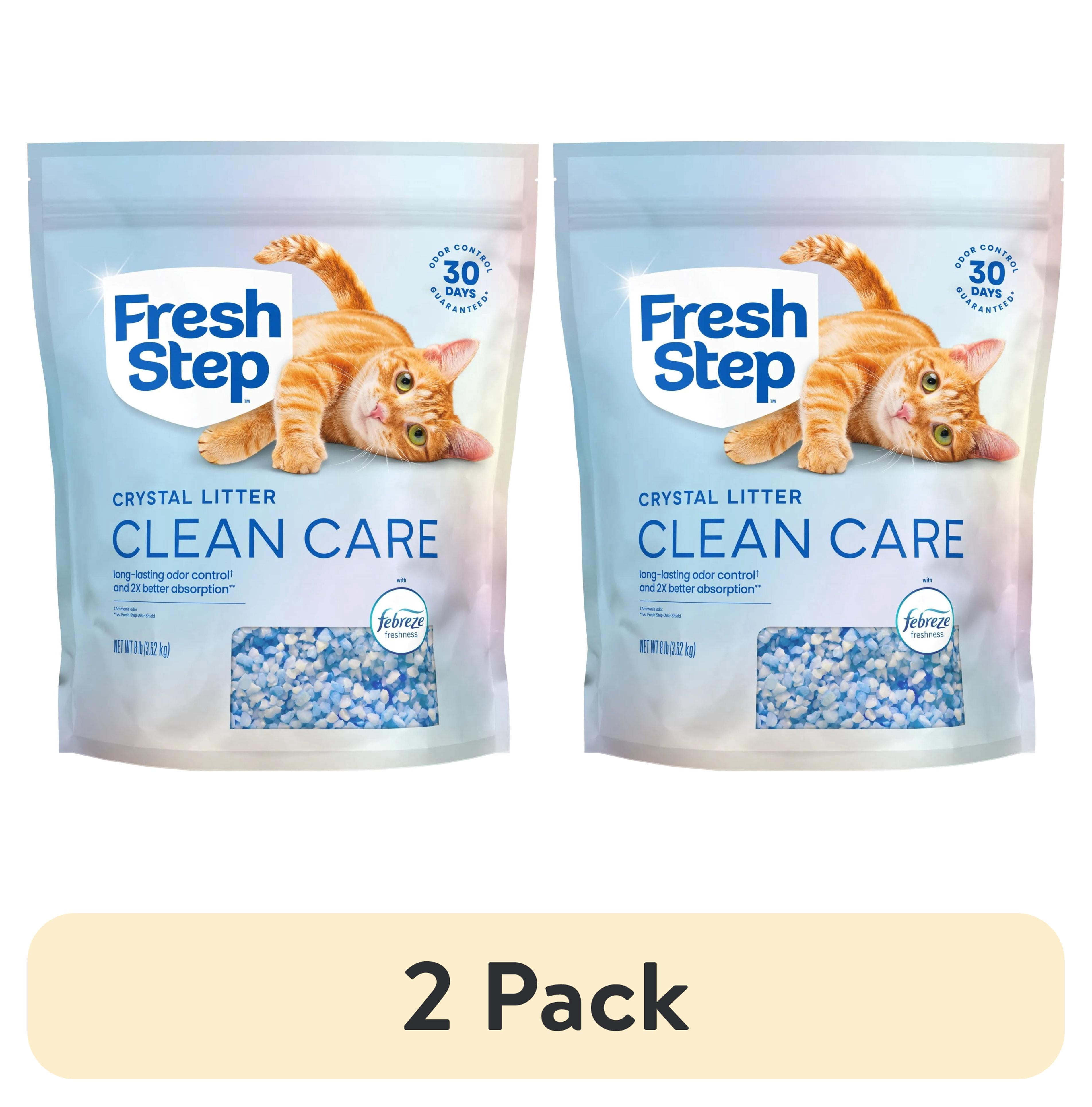 (2 pack) Fresh Step Clean Care Crystal Cat Litter, Febreze Freshness Scent, 8 lb Bag