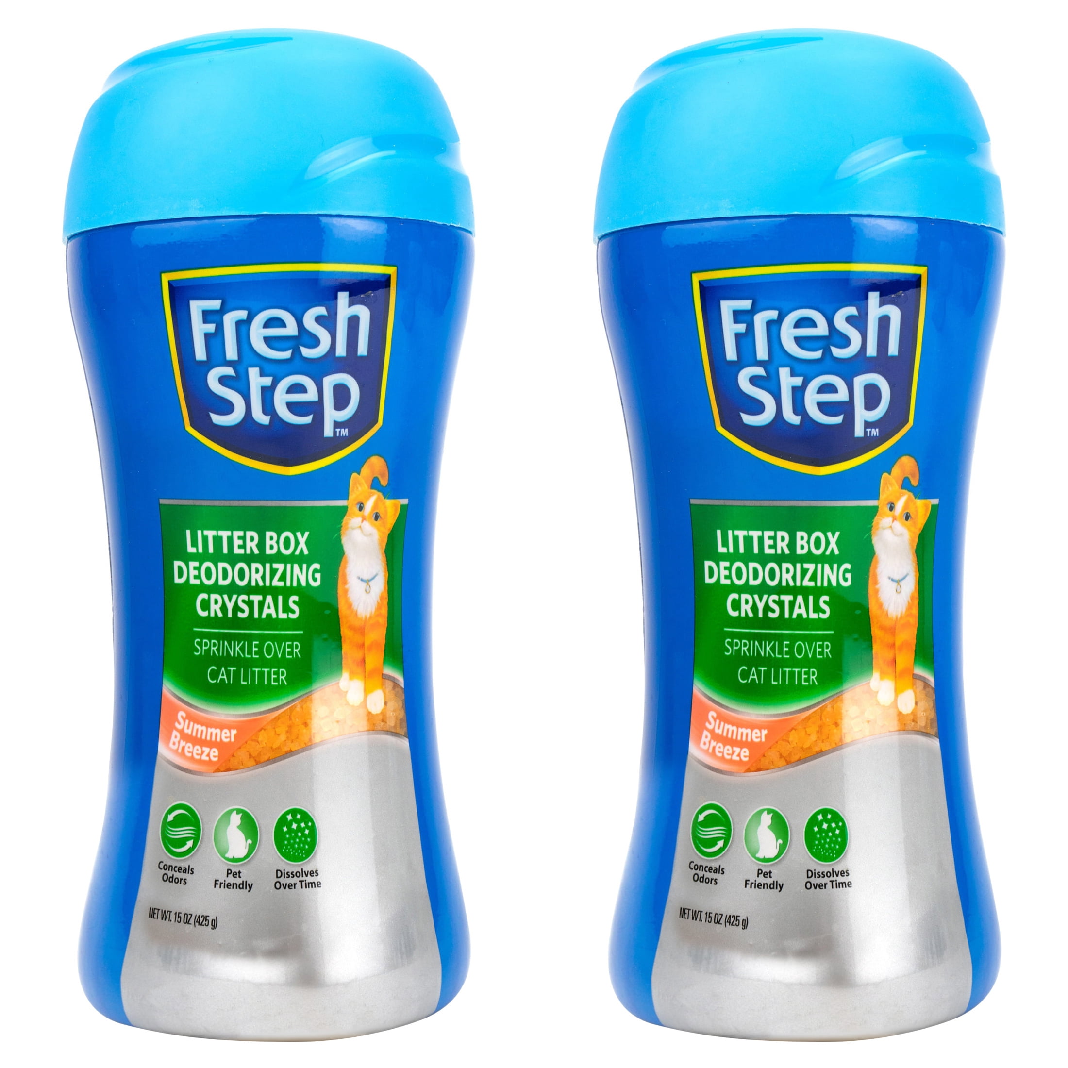 (2 pack) Fresh Step Deodorizing Cat Litter Scent Boosting Crystals in Tropical Breeze Scent, 15oz