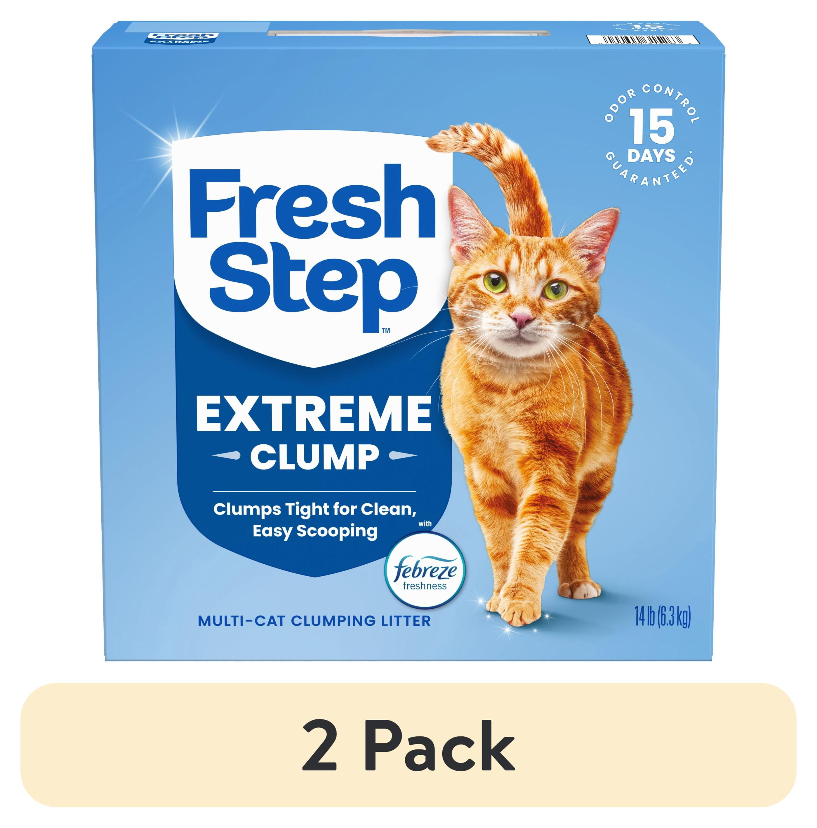 (2 pack) Fresh Step Extreme Clumping Multi Cat Clumping Litter with Febreze Freshness, Mountain Spring Scent, 14 lb