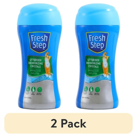 (2 pack) Fresh Step Cat Litter Box Deodorizing Crystals, Fresh Scent 15 oz