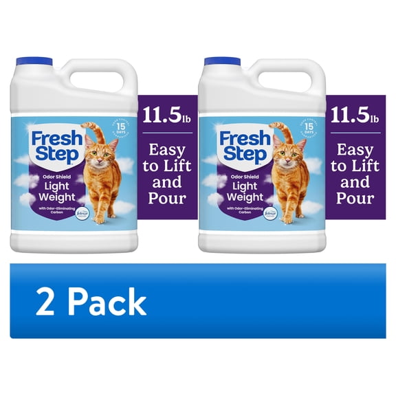 (2 pack) Fresh Step Odor Shield Light Weight Multi-Cat Clumping Cat Litter, Febreze Freshness Scent, 11.5 lb Jug