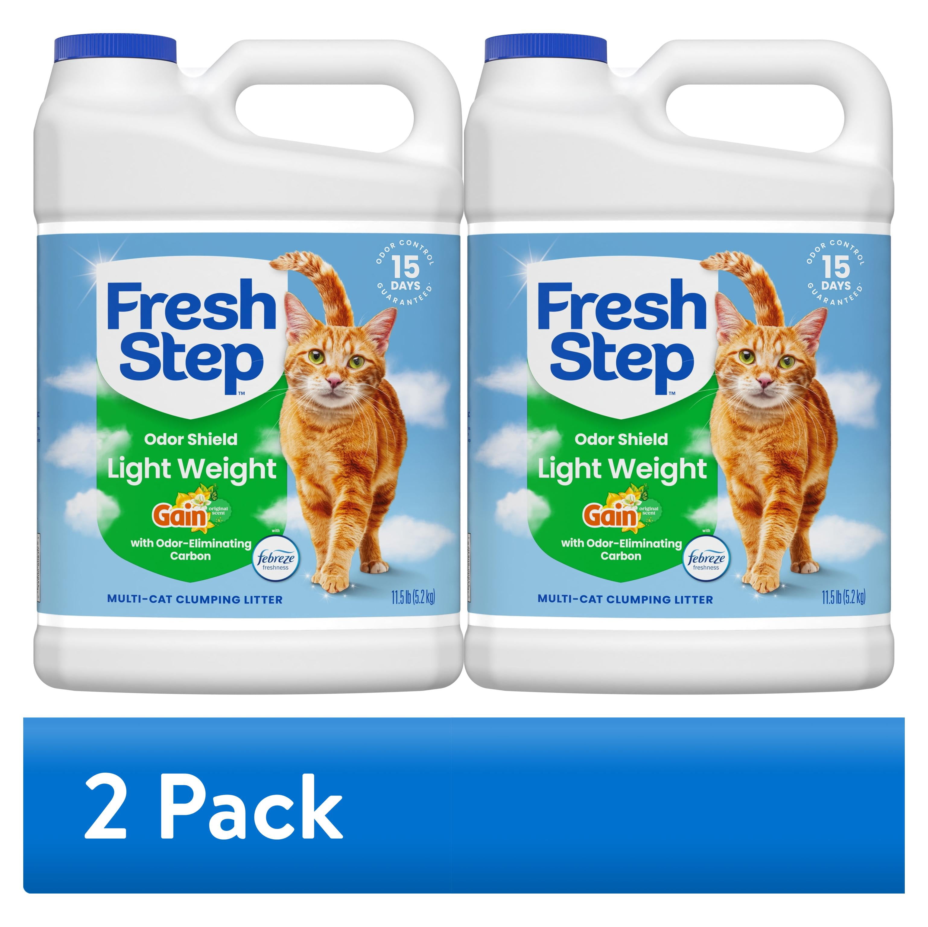 (2 pack) Fresh Step Odor Shield Light Weight Multi-Cat Clumping Cat Litter, Gain Original Scent, 11.5 lb Jug