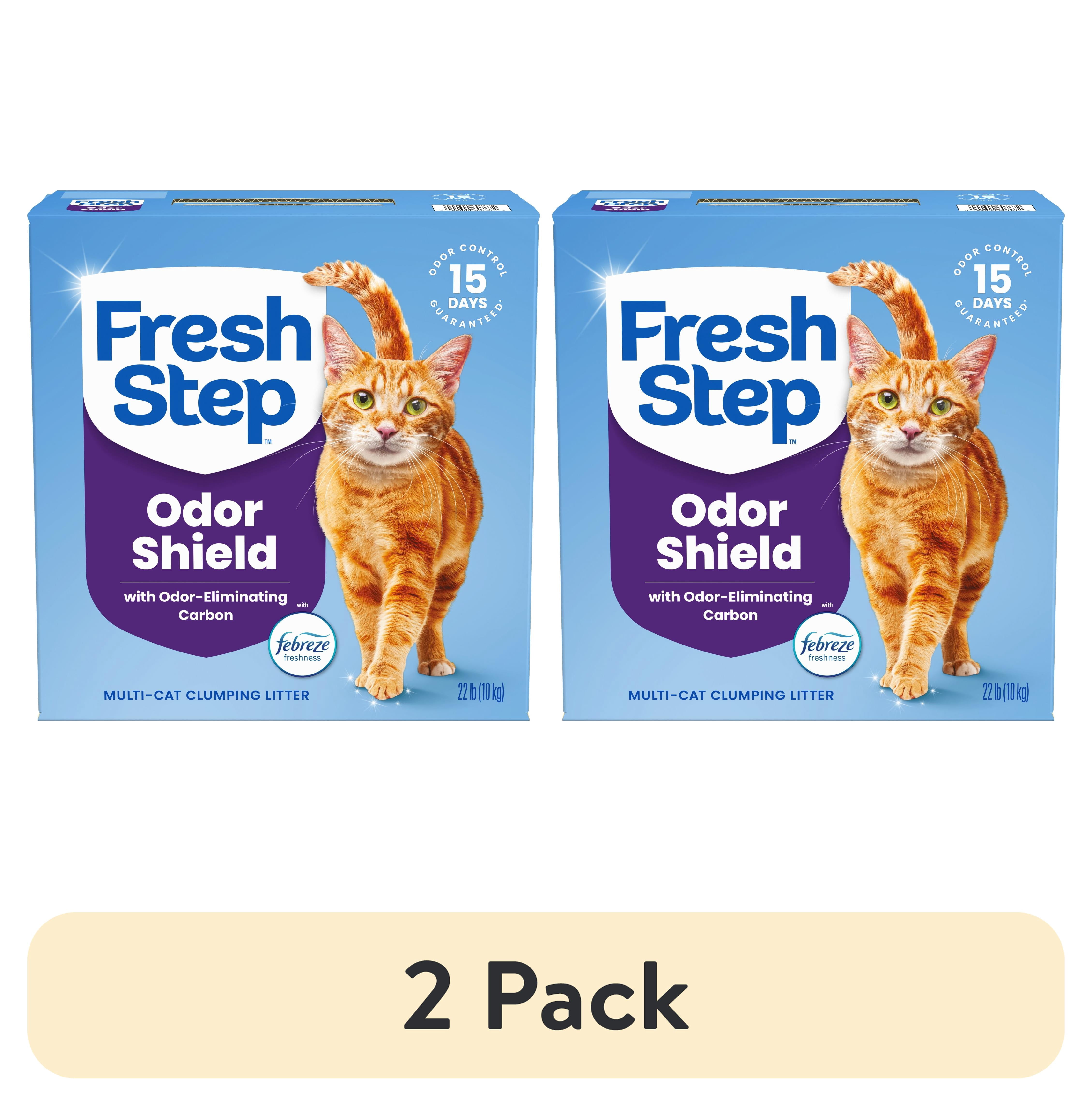 (2 pack) Fresh Step Odor Shield Multi-Cat Clumping Cat Litter, Febreze Freshness Scent, 22 lb Box