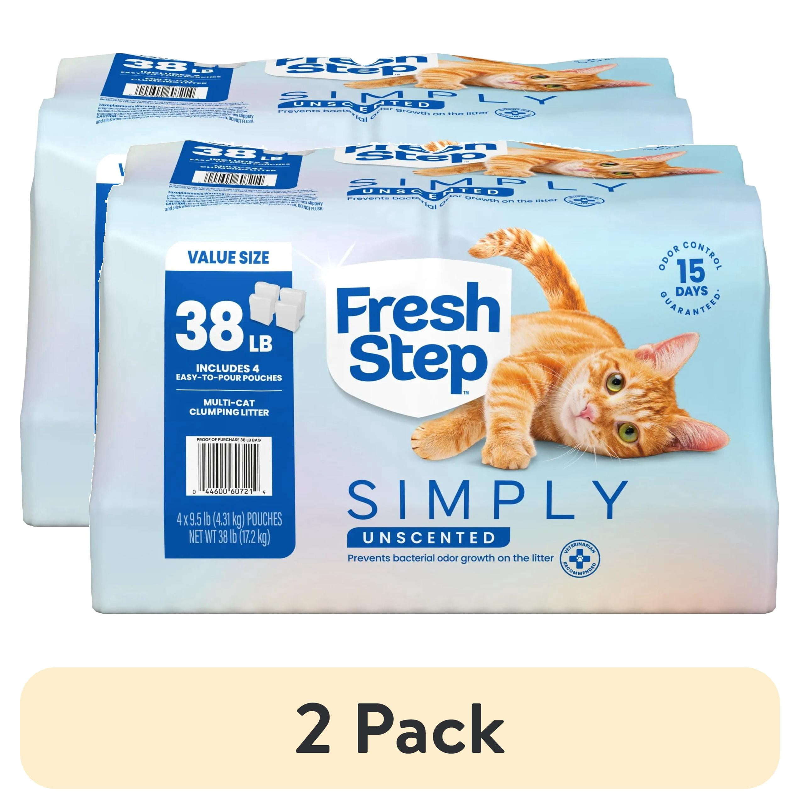 (2 pack) Fresh Step Simply Multi-Cat Clumping Cat Litter, Unscented, 38 lb, Easy Pour Pouches (4 Pack)