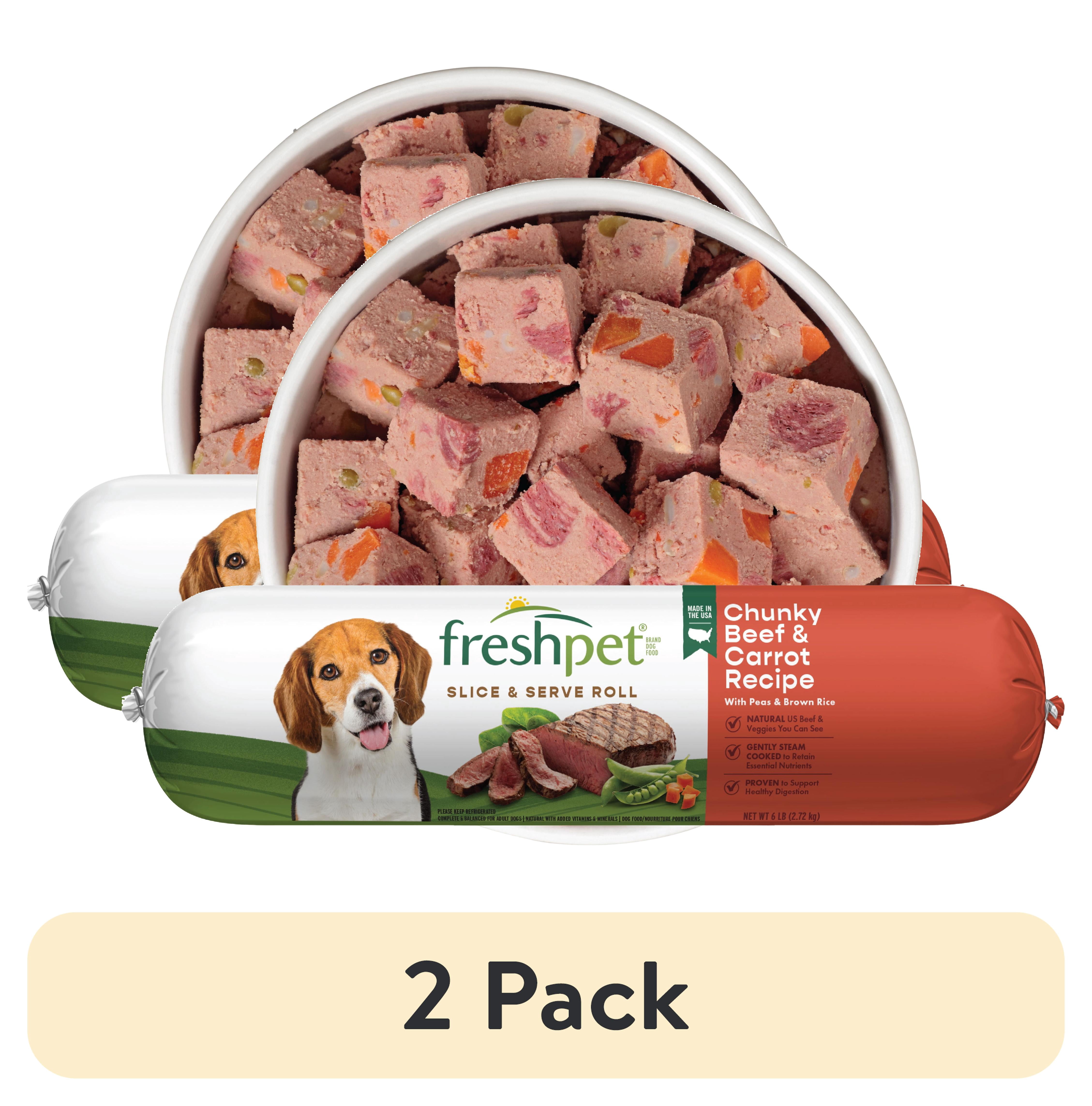 (2 pack) Freshpet Fresh Dog Food, Chunky Beef Recipe, Slice & Serve Roll, 6 lb.