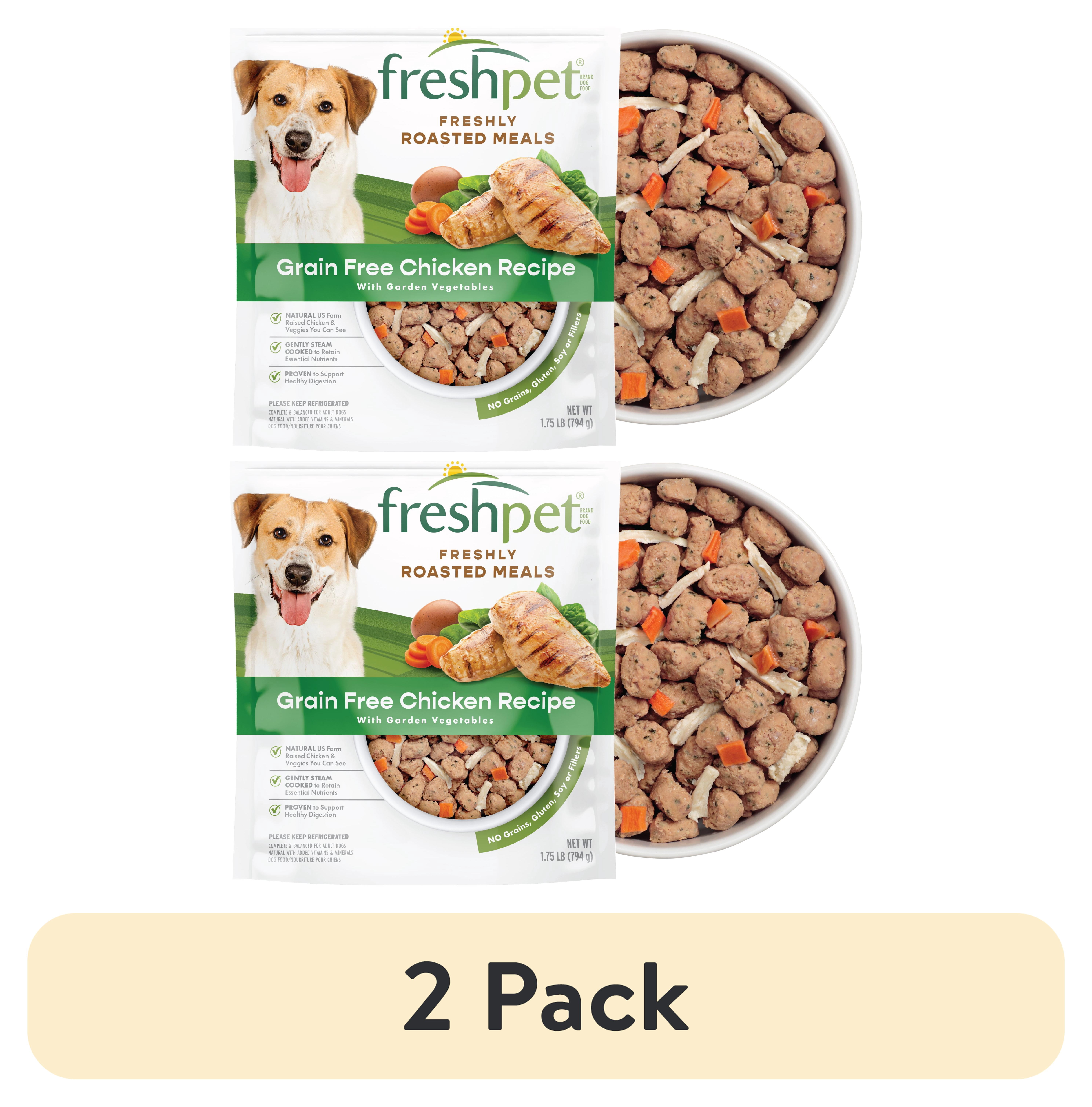 (2 pack) Freshpet Fresh Dog Food, Grain Free Chicken Recipe, Freshly Roasted Meals, 1.75 lb.