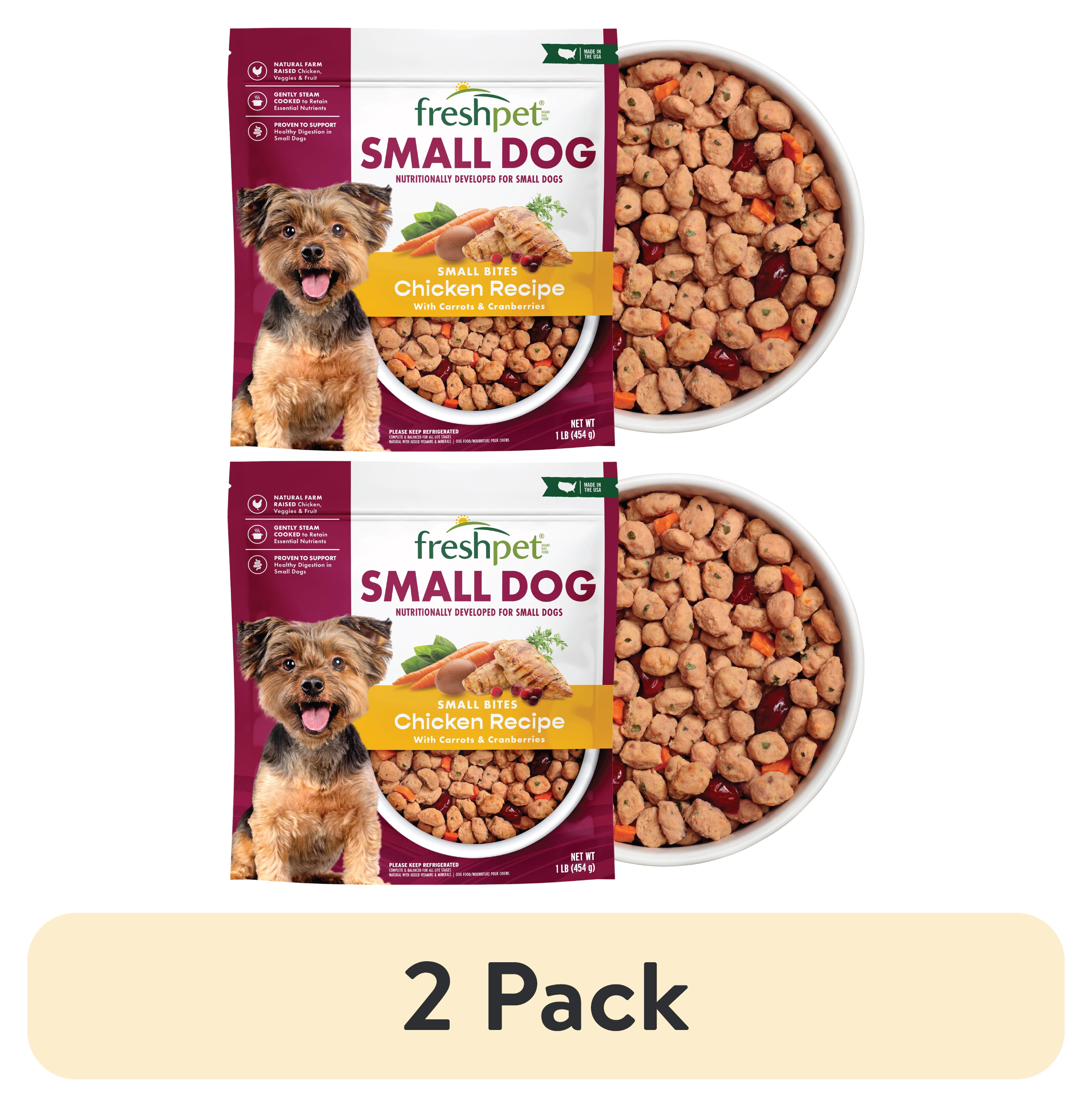 (2 pack) Freshpet Fresh Dog Food, Small Dog Chicken Recipe, Small Bites Freshly Roasted Meals, 1 lb.