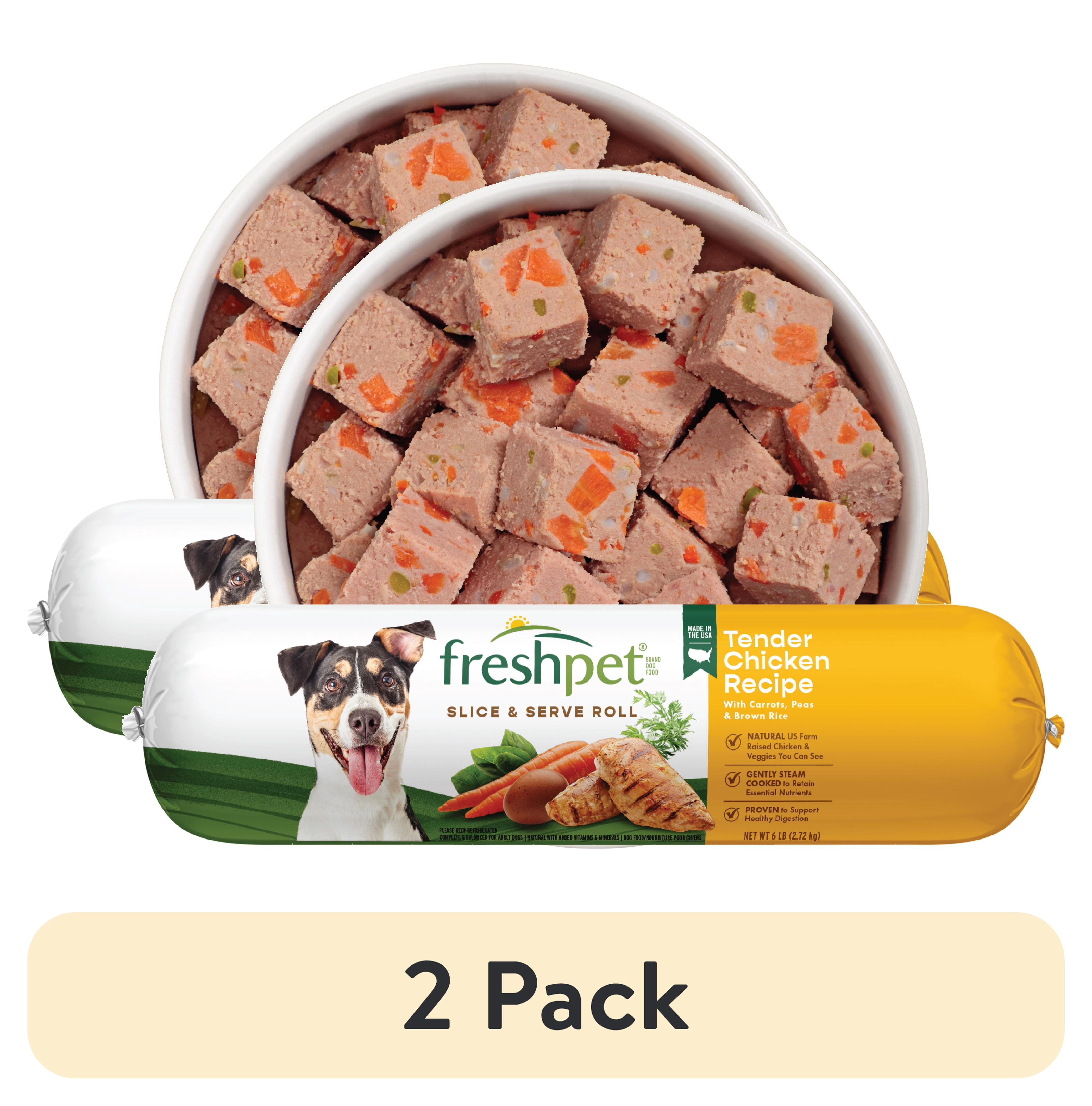(2 pack) Freshpet Fresh Dog Food, Tender Chicken Recipe, Slice & Serve Roll, 6 lb.