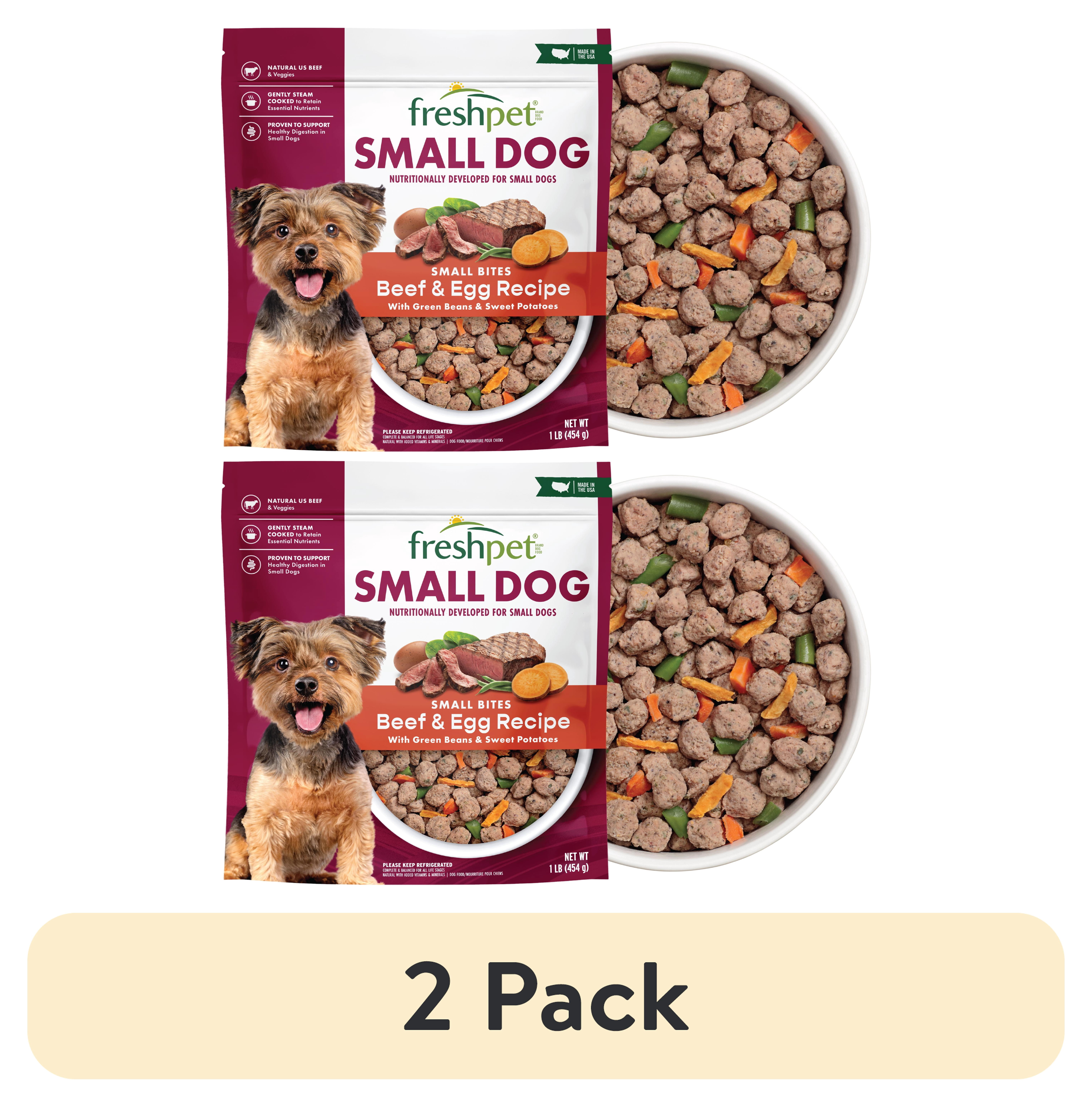 (2 pack) Freshpet Fresh Dog Food, Small Dog Beef & Egg Recipe, Small Bites Freshly Roasted Meals, 1 lb.