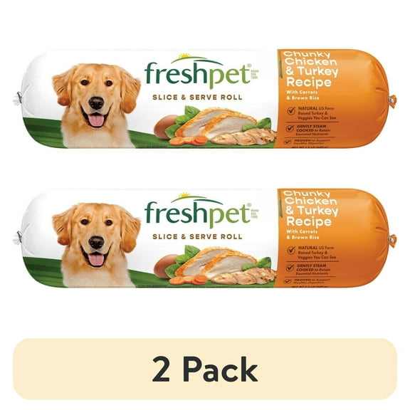 (2 pack) Freshpet Fresh Dog Food, Chunky Chicken & Turkey Recipe, Slice & Serve Roll, 1.5 lb.