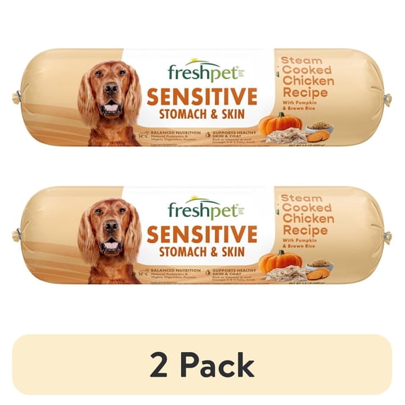 (2 pack) Freshpet Fresh Dog Food, Sensitive Stomach & Skin Chicken Recipe, Slice & Serve Roll, 1.5 lb.