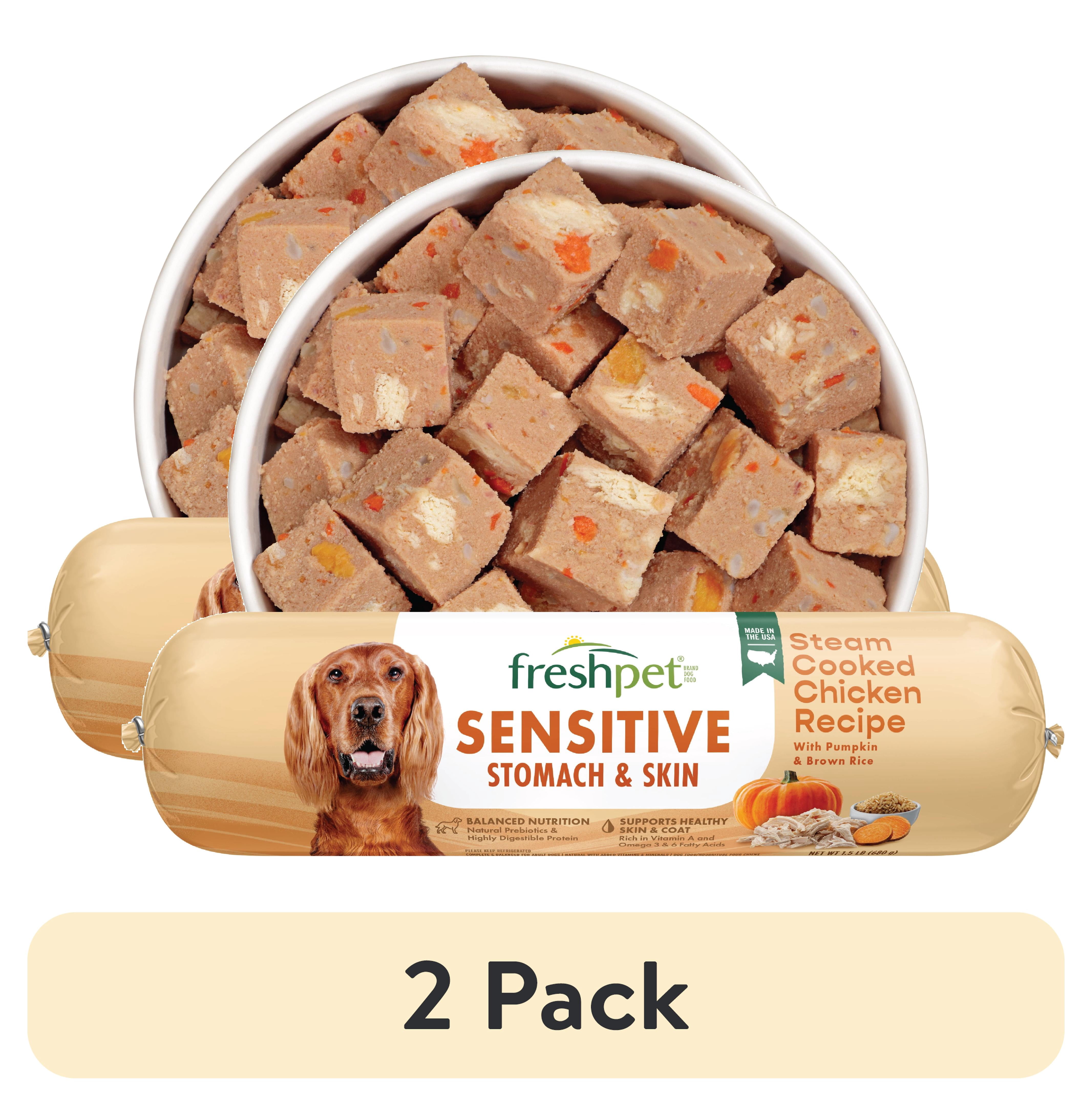 (2 pack) Freshpet Fresh Dog Food, Sensitive Stomach & Skin Chicken Recipe, Slice & Serve Roll, 1.5 lb.