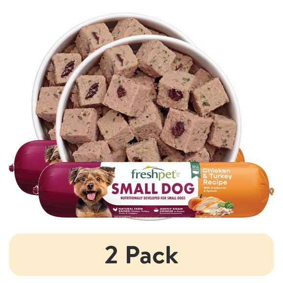 (2 pack) Freshpet Fresh Dog Food, Small Dog Chicken & Turkey Recipe, Slice & Serve Roll, 1 lb.