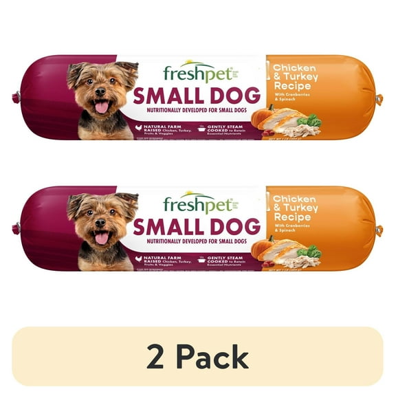 (2 pack) Freshpet Fresh Dog Food, Small Dog Chicken & Turkey Recipe, Slice & Serve Roll, 1 lb.
