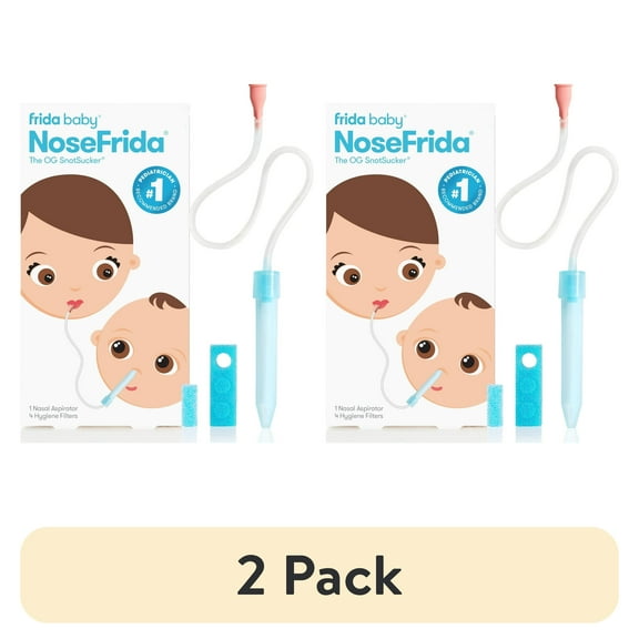 (2 pack) Frida Baby Nose Frida Snot Sucker Nasal Aspirator for Baby Nasal Congestion