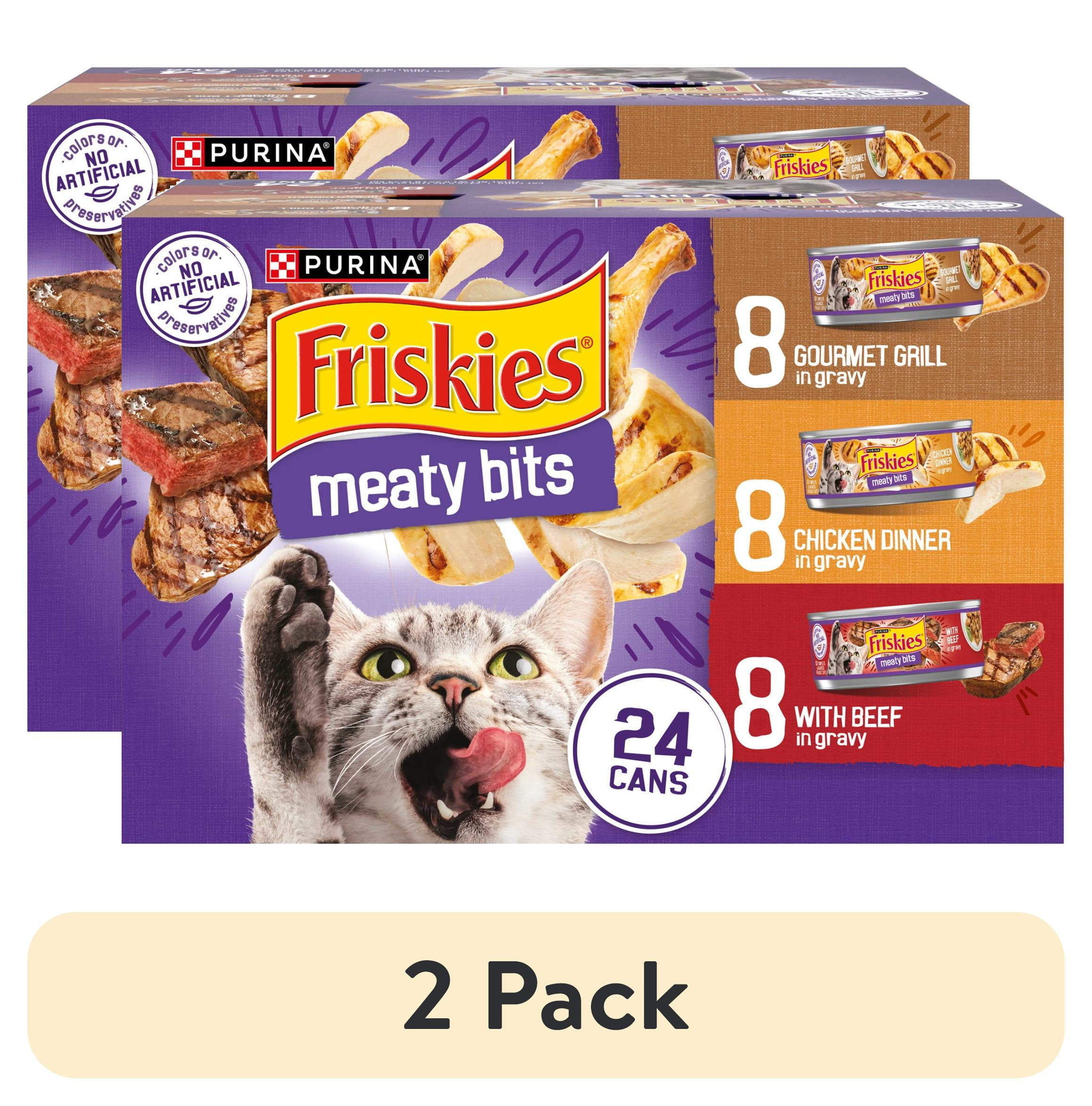 (2 pack) Friskies Meaty Bites Variety Pack Wet Cat Food, 5.5 oz Cans