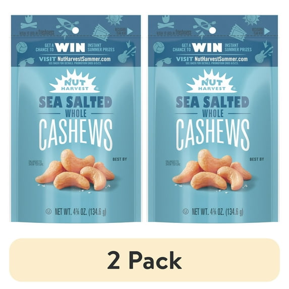 (2 pack) Frito Lay Nut Harvest Sea Salt Whole Cashews 4.75z