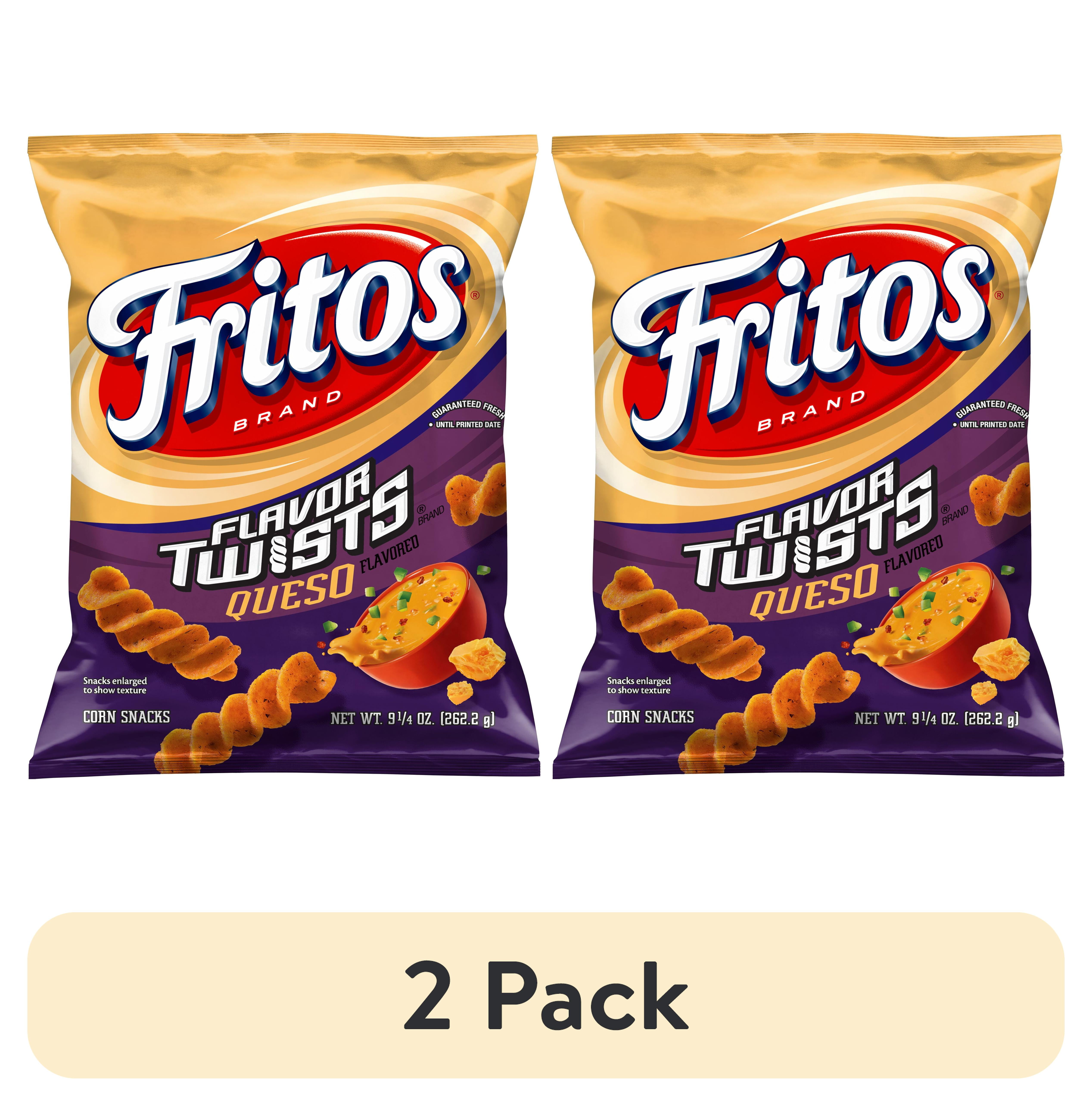 (2 pack) Fritos Flavor Twists Queso Flavored Corn Snack Chips, 9.25 oz Bag