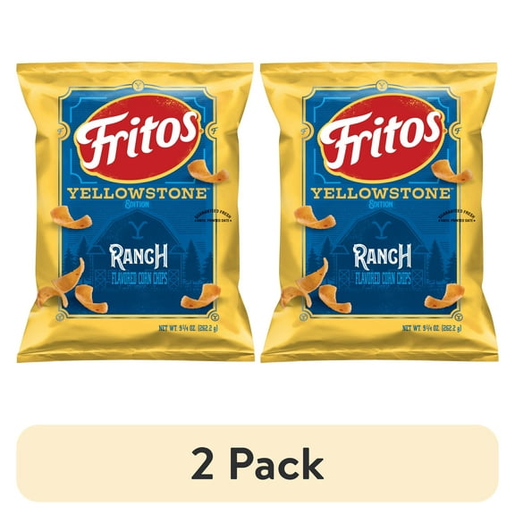 (2 pack) Fritos Yellowstone Ranch Flavored Corn Snack Chips, 9.25 oz Bag