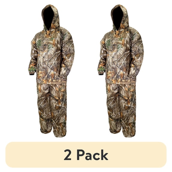(2 pack) Frogg Toggs All-Purpose Rain Suit for Men, Waterproof Bi-Laminate Camo Pants & Jacket, Realtree Edge, Size XL/2X