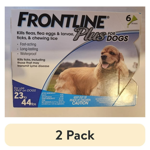 (2 pack) Frontline Plus for Medium Dogs 23-44 lbs. 6 Doses