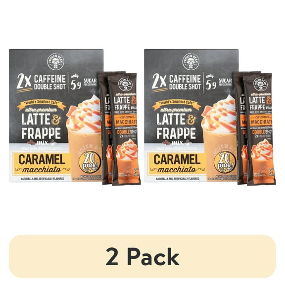 (2 pack) Frozen Bean Ultra-Premium Caramel Macchiato Latte & Frappe Drink Mix 20 Pk