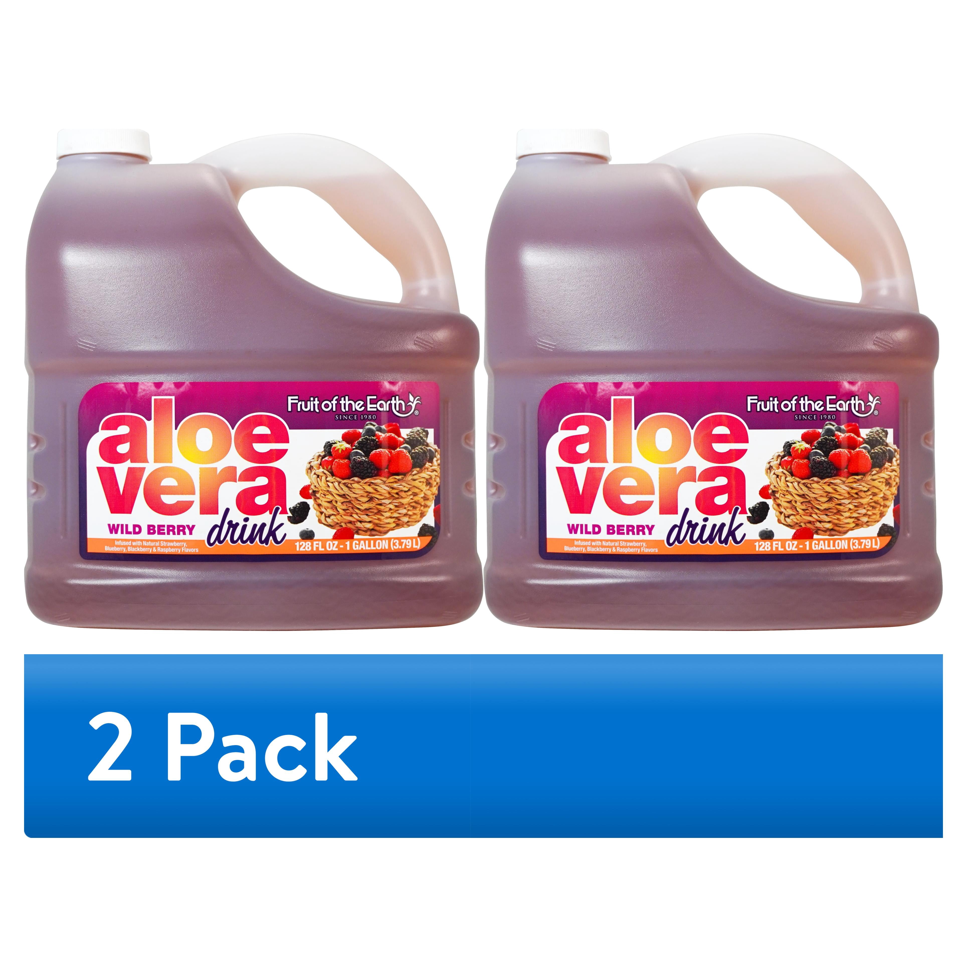 (2 pack) Fruit of the Earth Wild Berry Aloe Vera Drink with Smooth Texture, 128 oz