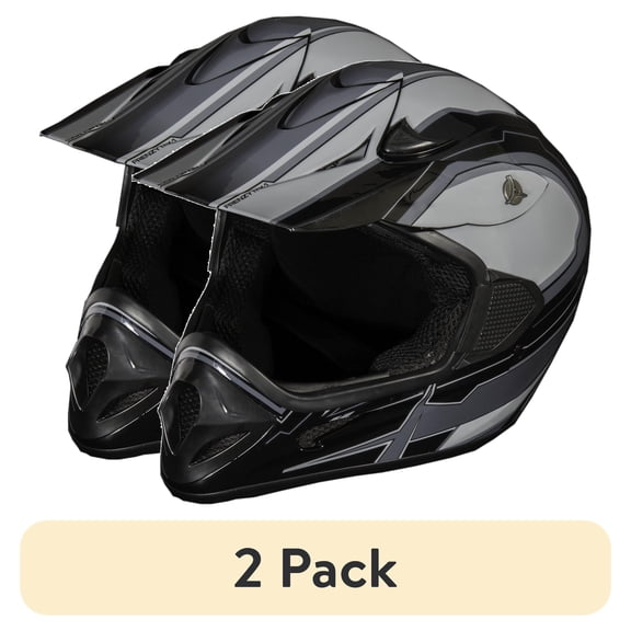 (2 pack) Fuel Helmets Adult Frenzy MX Off Road Helmet Black Graphic - Med